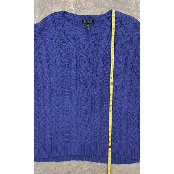 Lauren Ralph Lauren Women's 1X Crew Neck Pullover Sweater Purple Chunky Knit - Picture 4 of 6